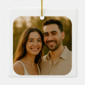 4 Photo Engagement Collage Christmas Keramisch Ornament (Achterkant)