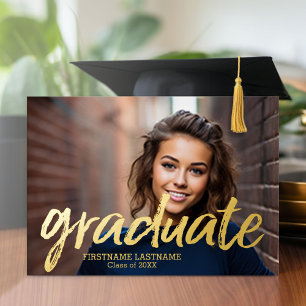 4 Photo Faire-part Gold Foil Grad Invitation
