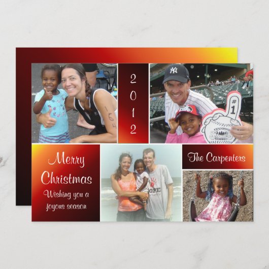 4 Photo Gradient Reds Carte de Noël (Devant / Derrière)