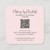 4 Photo Makeup Blush Pink Script Black QR Code Vierkante Visitekaartje (Achterkant)