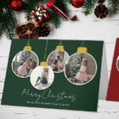 4 photo Merry Christmas bauble Photo Card Bedankkaart