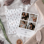 4 Photo Minimaliste Joyeux Noël Carte<br><div class="desc">Ce design épuré et simple vous permet de présenter quatre photos de vacances préférées. Doté d'un script minimaliste de typographie moderne, ce carte photo personnalisé dégage un charme simple et élégant. Personnalisez-le pour créer un accueil unique qui apportera des sourires à vos proches cette saison festive. Remplacez l'image de l'espace...</div>