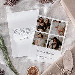 4 Photo Minimaliste Joyeux Noël Carte<br><div class="desc">Ce design épuré et simple vous permet de présenter quatre photos de vacances préférées. Doté d'un script minimaliste de typographie moderne, ce carte photo personnalisé dégage un charme simple et élégant. Personnalisez-le pour créer un accueil unique qui apportera des sourires à vos proches cette saison festive. Remplacez l'image de l'espace...</div>