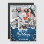 4 PHOTO Noël Rustique Bois Carte magnétique (Devant / Derrière)