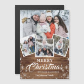 4 PHOTO Noël Rustique Bois Carte magnétique (Devant / Derrière)