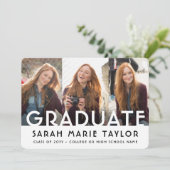 4 Photo Simple Modern Bold Typography Graduation Aankondiging (Staand voorkant)
