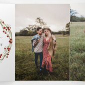 4 Photo Triple Carte de Noël Aquarelle (Intérieur au milieu)