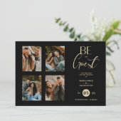 4 Photos Be our Guest Black Wedding Fancy Save The Date (Staand voorkant)
