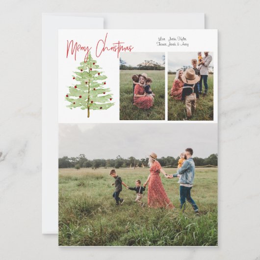 4 photos Carte de Noël Watercolor (Devant)