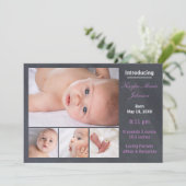 4 Photos Collage - Faire-part de naissance (Debout devant)