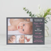 4 Photos Collage - Faire-part de naissance (Debout devant)