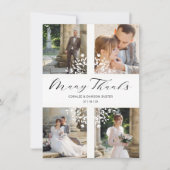 4 Photos Collage Minimalist Branches Wedding Bedankkaart (Voorkant)