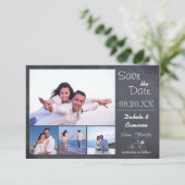 4 Photos Collage Tableau Noir - 3x5 Save the Date (Debout devant)