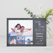 4 Photos Collage Tableau Noir - Save the Date (Debout devant)