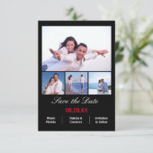 4 Photos Collage Vertical - 3x5 Noir Save the Date (Debout devant)