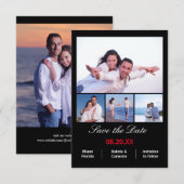 4 Photos Collage Vertical - 3x5 Noir Save the Date (Devant / Derrière)