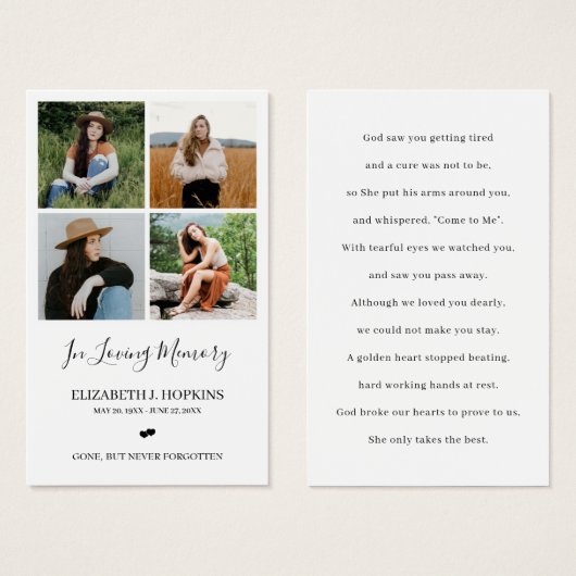 4 Photos Collections Funéraires Cartes de prières  (Devant & derrière)