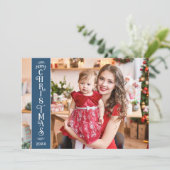 4 photos Joyeux Noël bleu famille Carte de vacance (Debout devant)