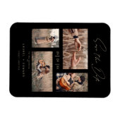 4 Photos Modern Collage Wedding Wimshical Script Magneet (Horizontaal)