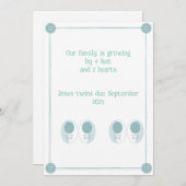 4 Pieds, 2 Coeurs Twin Pregnancy Faire-part (Devant / Derrière)