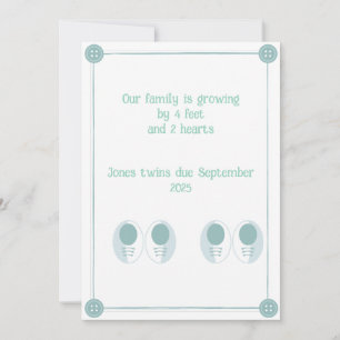 4 Pieds, 2 Coeurs Twin Pregnancy Faire-part