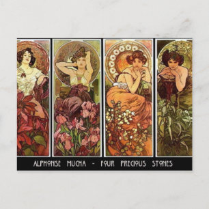 4 pierres Carte postale A. Mucha