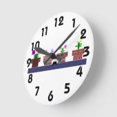 4 pots et une horloge murale de chat (Angle)