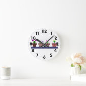 4 pots et une horloge murale de chat (Maison)