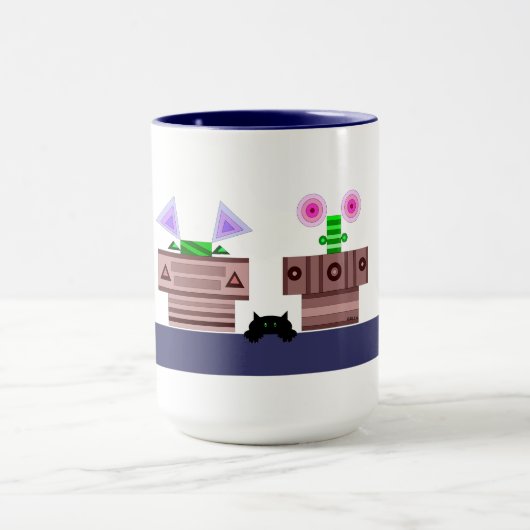 4 potten en een Mok met katten (Midden)