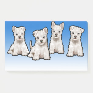 4 Pups mouillés grand bleu fade Post-it Bloc de no