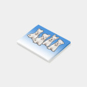 4 Pups mouillés grand bleu fade Post-it Bloc de no (Incliné)