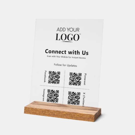 4 QR Code Social Media Connect with Us Logo Modern (Angle)