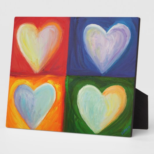 4 Rainbow Love Hearts Art Imprimer Plaques (Côté)