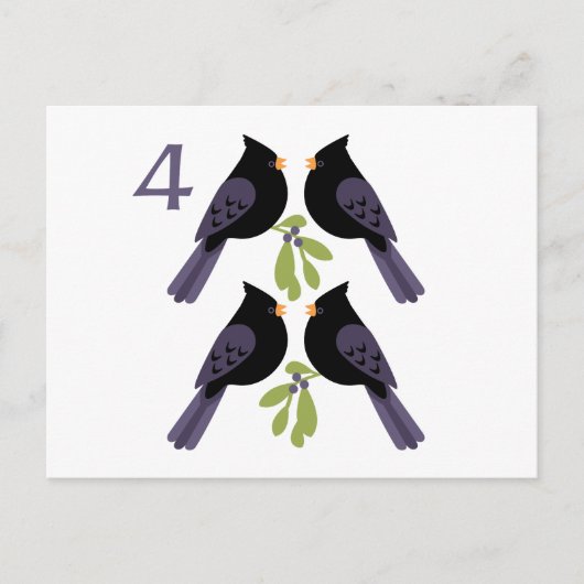 4 Roepende vogels Briefkaart (Voorkant)