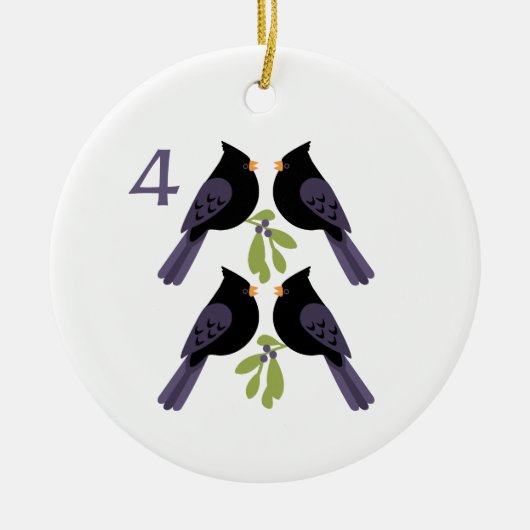 4 Roepende vogels Keramisch Ornament (Voorkant)
