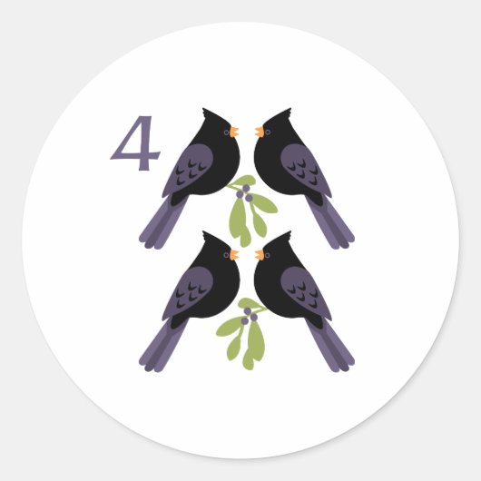 4 Roepende vogels Ronde Sticker (Voorkant)