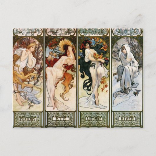 4 saisons A. Mucha Carte postale (Devant)