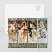 4 saisons Carte postale A. Mucha (Devant / Derrière)