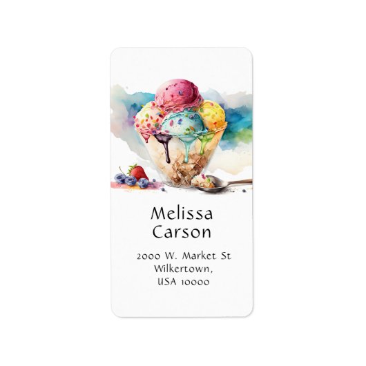 4 Schep Ice Cream Sundae Fun Summer Etiket (Voorkant)