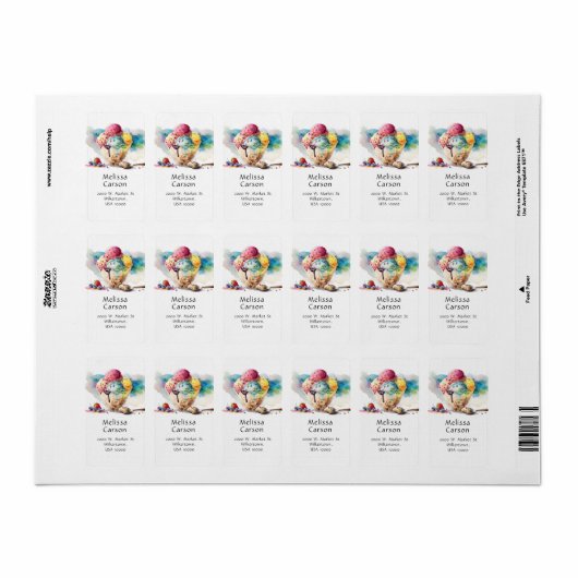 4 Schep Ice Cream Sundae Fun Summer Etiket (Full Sheet)