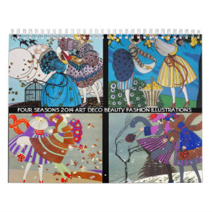 4 SEIZOENEN 2014 ARTDECO BEAUTY MODE ILLUSTRATIE KALENDER