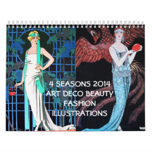 4 SEIZOENEN 2014 ARTDECO BEAUTY MODE ILLUSTRATIE KALENDER