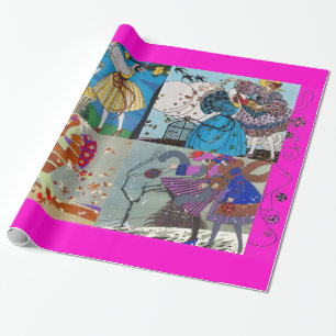 4 SEIZOENEN ARTDECO BEAUTY MODE ILLUSTRATIE, roze Cadeaupapier