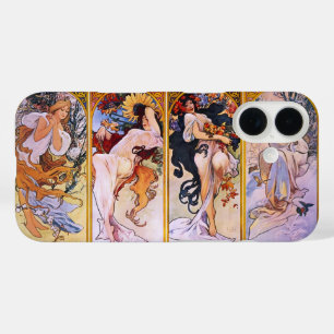4 Seizoenen van Alphonse Mucha, Art Nouveau iPhone 16 Hoesje