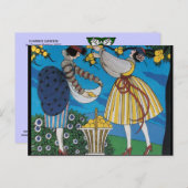 4 SEIZOENEN / ZOMERTUIN / MODE KOSTUUMONTWERPER BRIEFKAART (Voorkant / Achterkant)