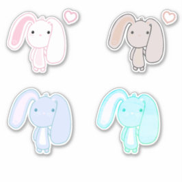 4 Set Bunny Vinyl Stickers