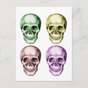 4 Skulls Face Colors Briefkaart