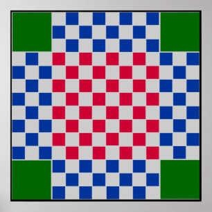 4-speler - Chess LABEL Board Grid (~1-inch magneet Poster