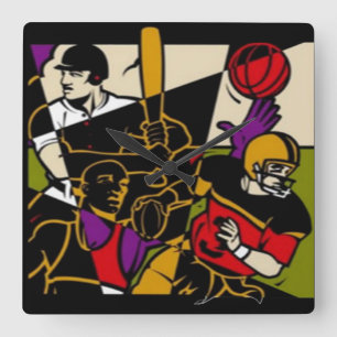 4 Sportwandklok Vierkante Klok