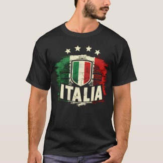 4 Sterren Italia met Italiaanse vlag verdrietig re T-shirt